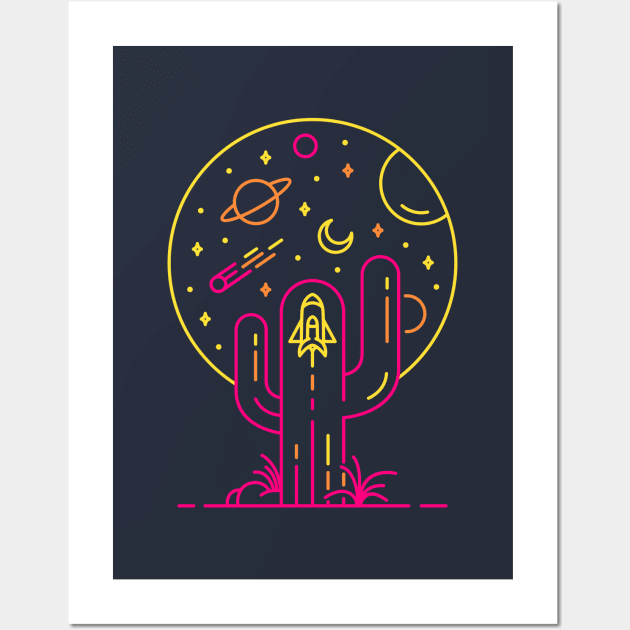 Rocket Journey Into Space 2 Wall Art by VEKTORKITA